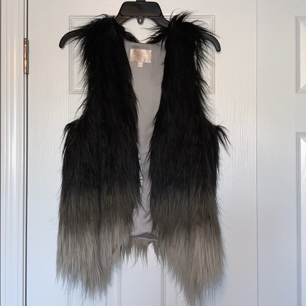 Black ombré fur vest